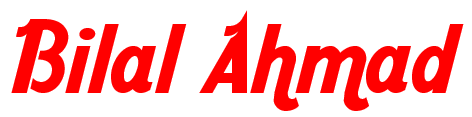 Logo with name Bilal Ahmad in red color